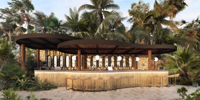 outdoor bar and seats